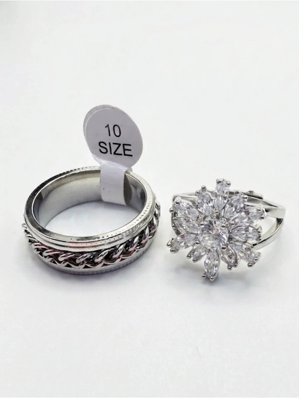 Silver -Tone Couple  Ring Set